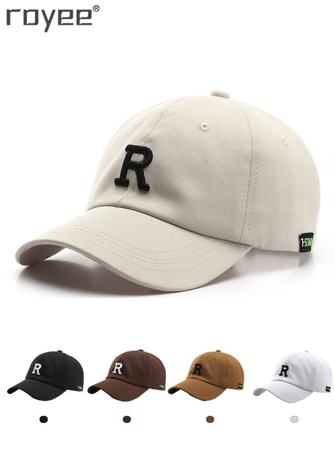 Royee - (Beige*1pcs) Baseball Cap Women and Men Fashion Adjustable Hat Summer Sun Caps Cotton Soft Top Hat Hip Hop Snapback Hat - Image 1