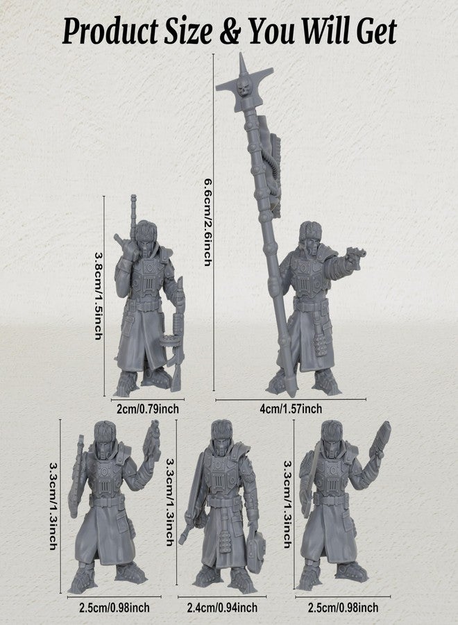 AUSPDICE 28mm Scale Unpainted Resin Greatcoat Officers & Banner Bearer for Sci-Fi Tabletop RPG Game, 1:56 Wargaming Miniature Game, RPG Accessory, Command Squad Elite Frontier Command Squad 5pc Set - AS968 - Image 3