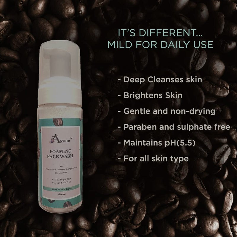 Astrid Coffee foaming Face Wash for all skin types Buy 1 get 1 Free Combo of two 150 ML 2 No Parabens Sulphate Silicones Color - Image 2