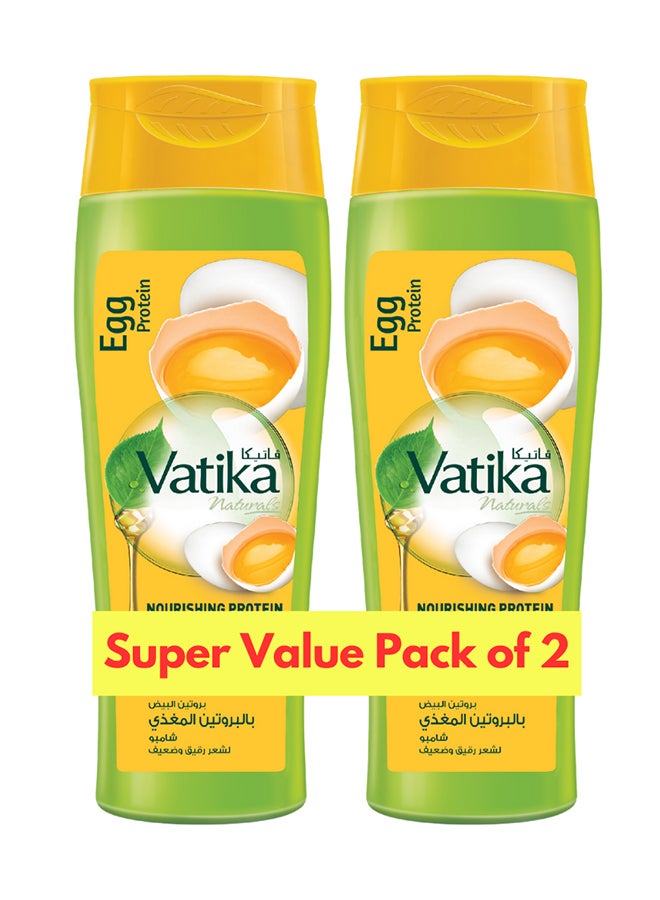 Vatika Naturals Egg Nourishing Protein Shampoo Pack of 2 x 400ml | Moisture Soft Hair | For Thin and Limp Hair - Image 1