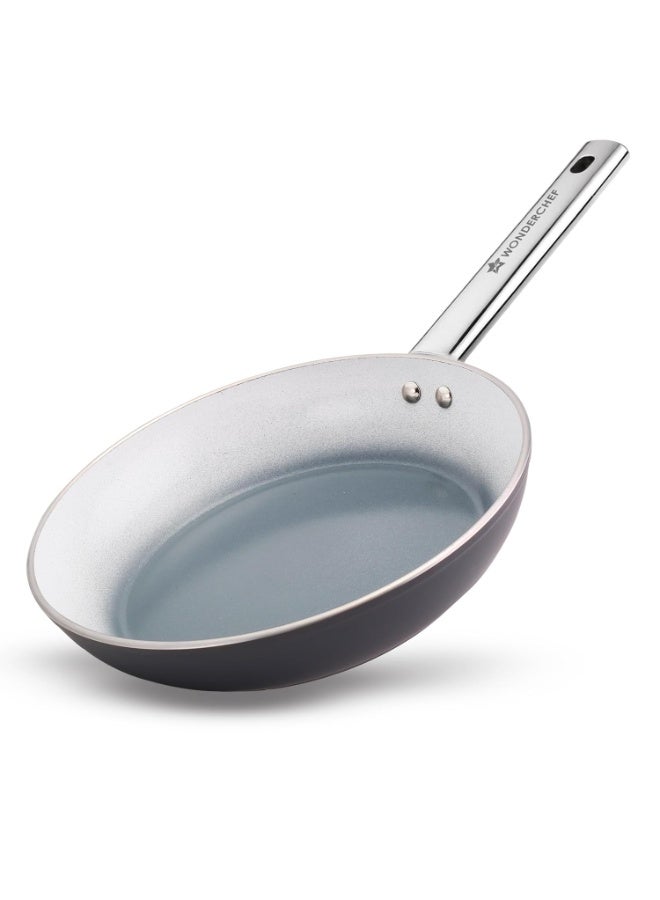 Wonderchef Eco-Glide Fry Pan | | Chemical-Free Ceramic Coating | 20cm, 1.2L | Healthy, Low Oil Meals | Scratch-Resistant | Stainless-Steel Handle | Gas & Induction Compatible | Grey | Easy to Clean - Image 1