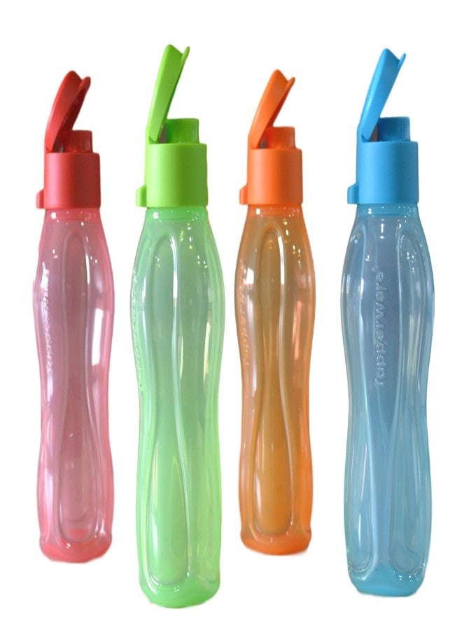 Tupperware Aquasafe Plastic Bottle Set with Fliptop, 310ml, Set of 4, Multicolour - Image 1