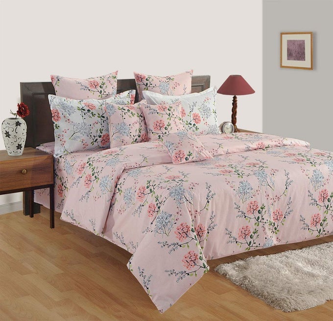 DOUBLE SIZE AC COMFORTER | 254 CM X 228 CM | PEACH, 150 GSM | COMES WITH HEALTH LAYER : PREVENTS OOZING OUT OF FIBRE