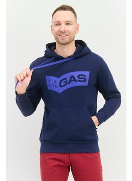 Men Hooded Long Sleeve Brand Logo Sweatshirt, Navy