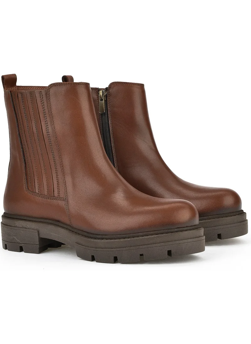 Ziya , Women's Genuine Leather Boots 13319Z66302 Tan