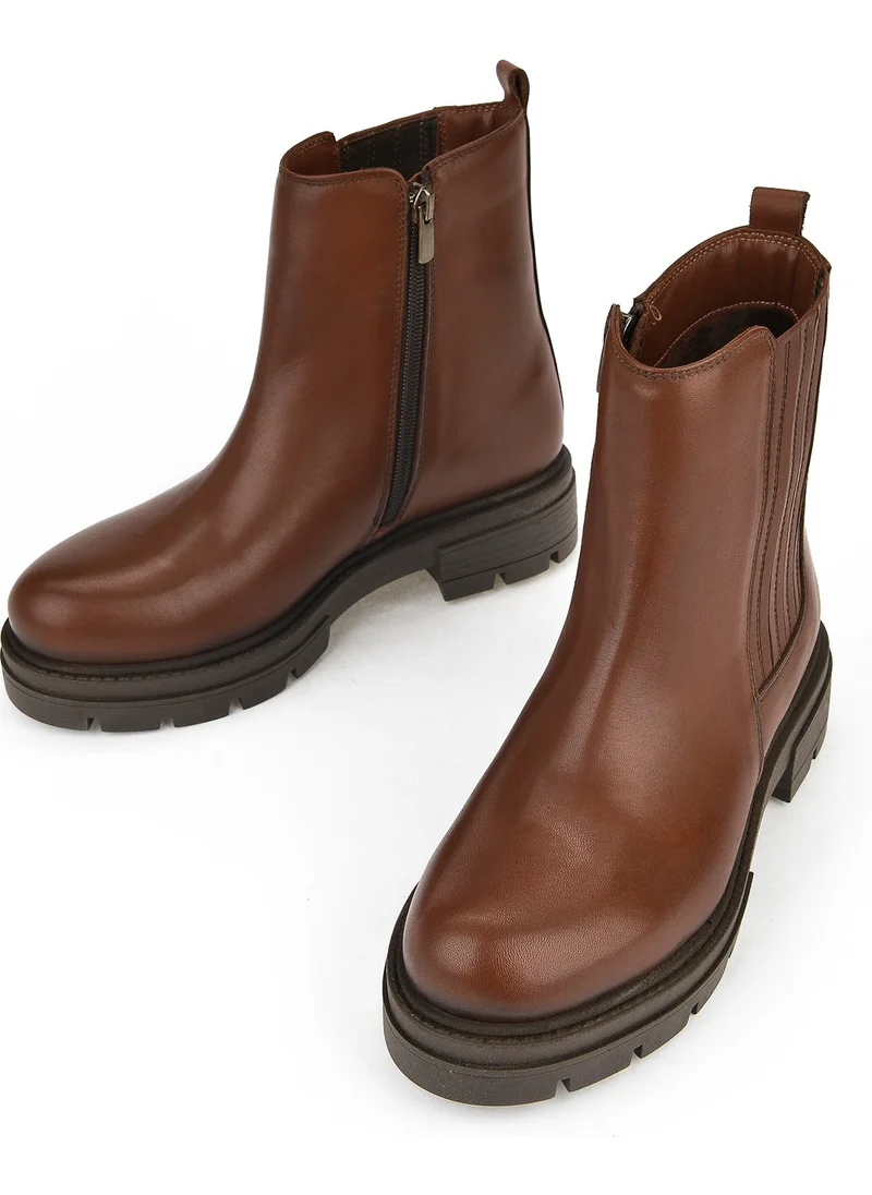 Ziya , Women's Genuine Leather Boots 13319Z66302 Tan
