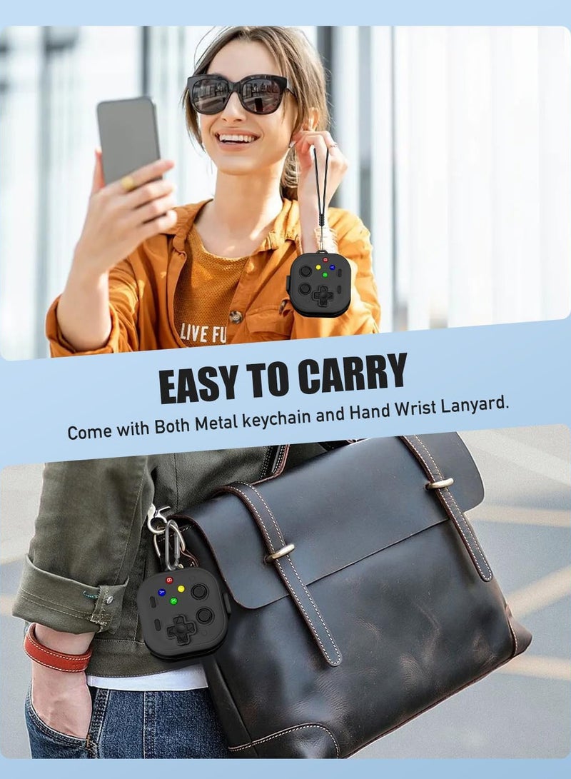 حافظة حماية شاملة لسماعات Huawei FreeClip 2، غطاء بتصميم ألعاب كلاسيكية لتخفيف التوتر مع أزرار ثلاثية الأبعاد قابلة للضغط، حافظة مقاومة للصدمات، تصميم بقفل آمن، لون أسود. - Image 4