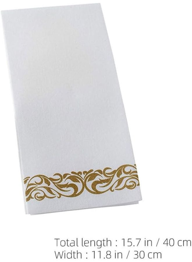Gold Patterned Disposable Paper Napkins 40x30cm 6 Fold for Wedding Party Holiday Hotel Use - Image 3