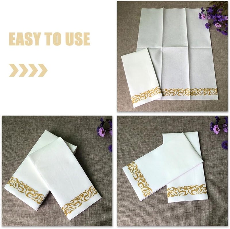 Gold Patterned Disposable Paper Napkins 40x30cm 6 Fold for Wedding Party Holiday Hotel Use - Image 4