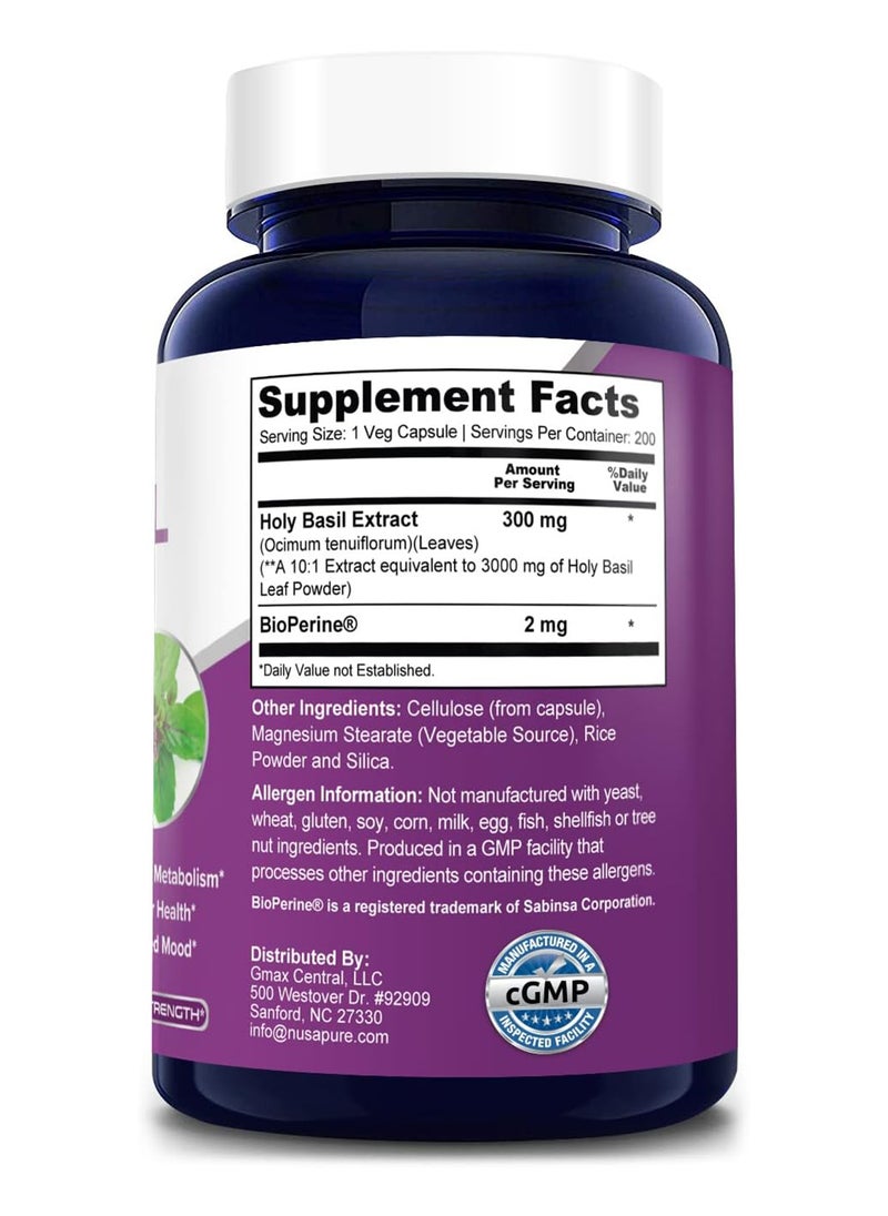 NusaPure - Holy Basil 3 000 Mg With Bioperine 200Vcaps. - Image 1