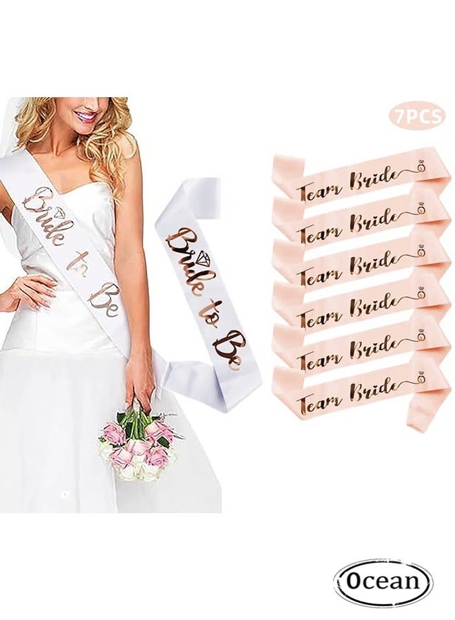 أوشن مجموعة وشاح العروس البيضاء -1 وشاح العروس البيضاء و 6 وشاح حفلات العزاب - Image 1