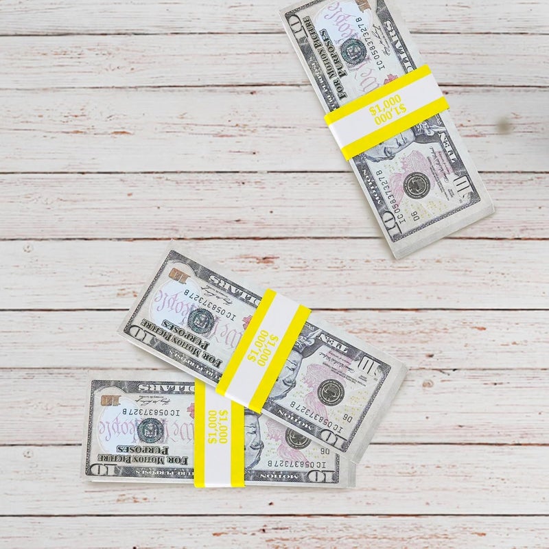 Y essential Store Currency Straps â€“ Bill Wrappers, Money Bands to Organize Bills, ABA Standard Colors, Self-Adhesive, 7.5 x 1.15 Inches (Yellow$1000-100pcs) - Image 3