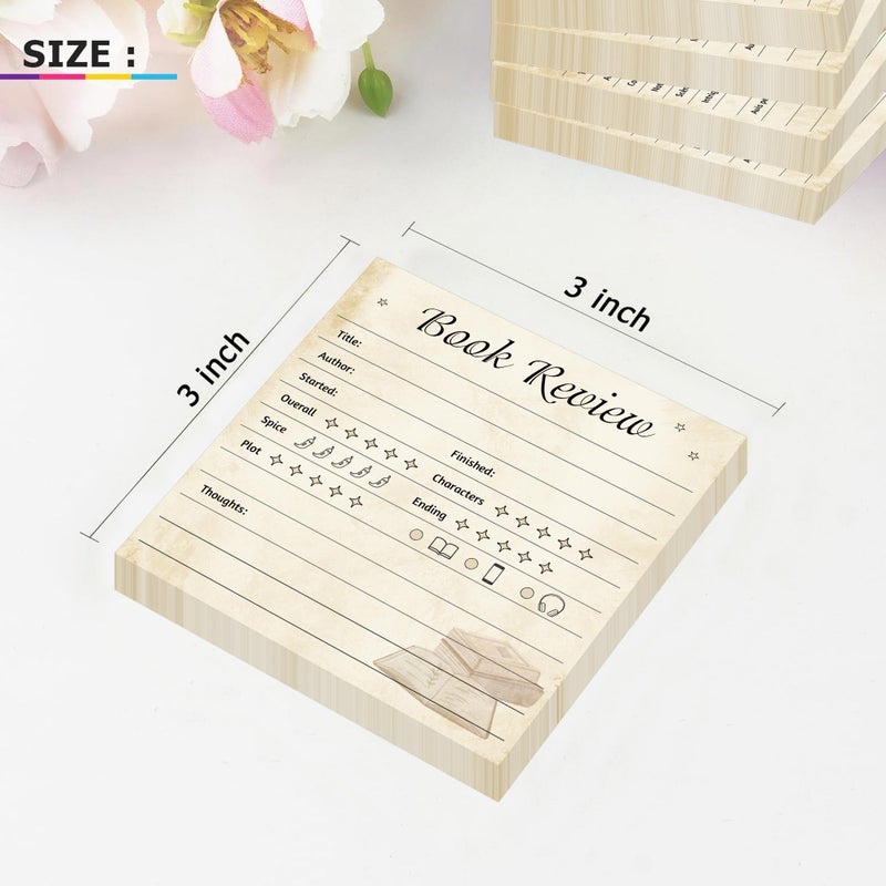 Well Tile 6 Pack Retro Book Review Sticky Notes Book Lovers&Readers Review Notepads 3 Inch-Self-Stick Note Pads for Reading Journals Book Review Tracker Reading Log for Bookworm Readers Students - Image 2