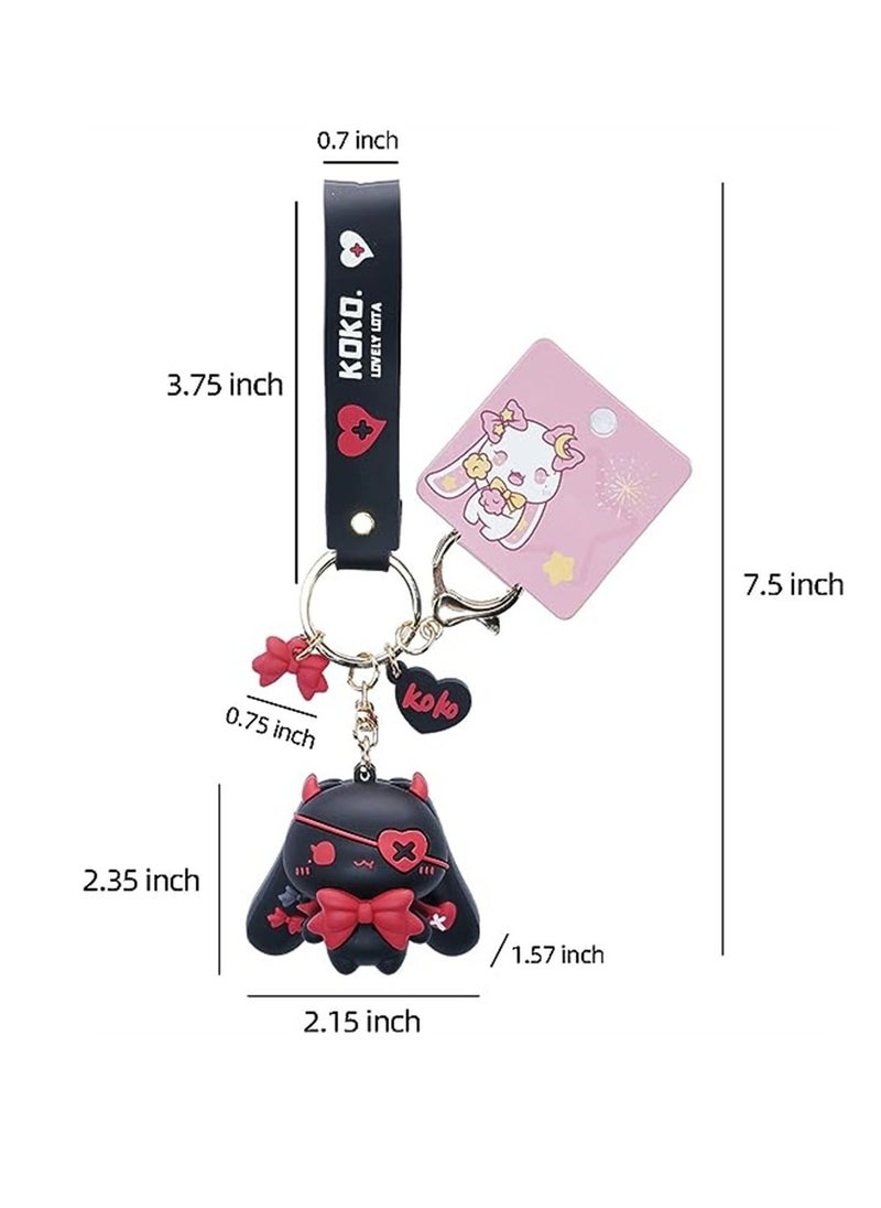 Y&D - Keychain for Girls, Star Moon Rabbit Key Ring, Charm Bag Accessory, Pendant, Best Friend Gift, 1 Pcs, Black - Image 1