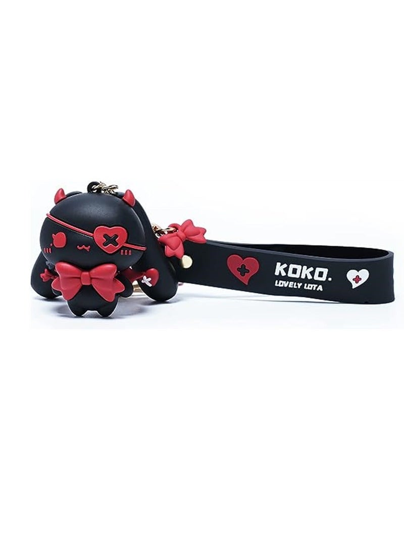 Y&D - Keychain for Girls, Star Moon Rabbit Key Ring, Charm Bag Accessory, Pendant, Best Friend Gift, 1 Pcs, Black - Image 1