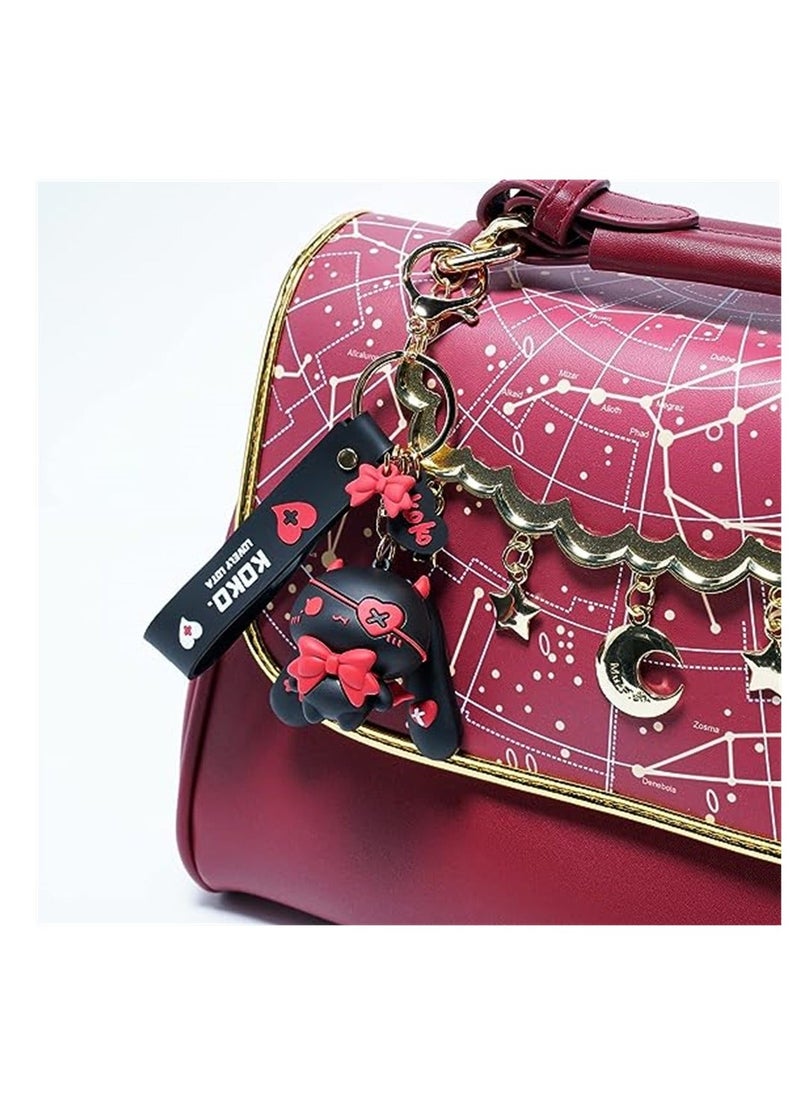 Y&D - Keychain for Girls, Star Moon Rabbit Key Ring, Charm Bag Accessory, Pendant, Best Friend Gift, 1 Pcs, Black - Image 1