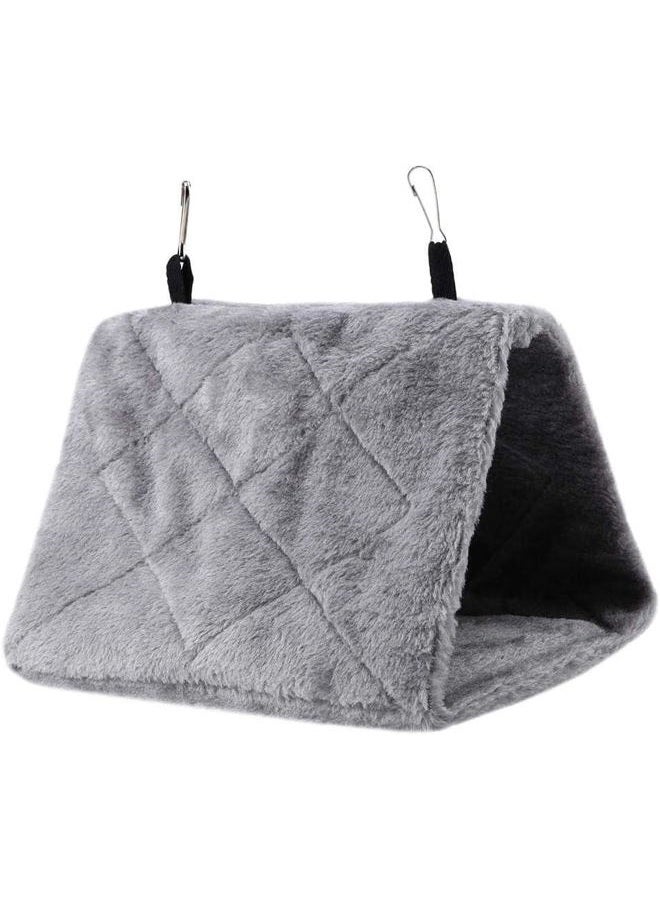 TOPINCN Pet Bed Mat, Soft Plush Hammock Hanging Cage Tent for Small Parrots, Winter Warm Bed, S-Gray - Image 5