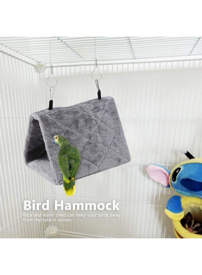 TOPINCN Pet Bed Mat, Soft Plush Hammock Hanging Cage Tent for Small Parrots, Winter Warm Bed, S-Gray - Image 4