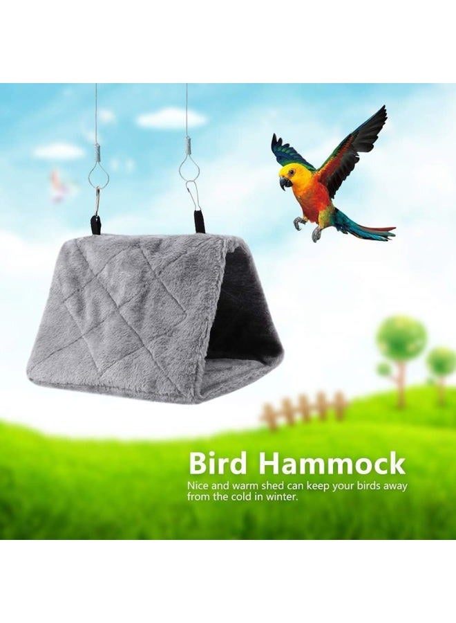 TOPINCN Pet Bed Mat, Soft Plush Hammock Hanging Cage Tent for Small Parrots, Winter Warm Bed, S-Gray - Image 2