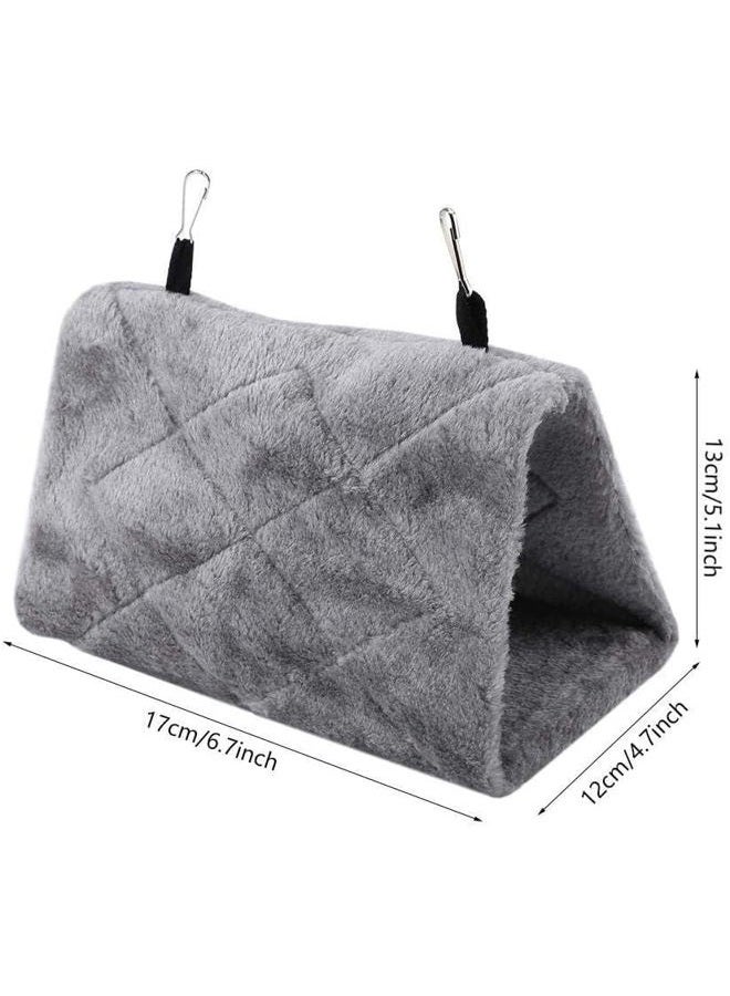 TOPINCN Pet Bed Mat, Soft Plush Hammock Hanging Cage Tent for Small Parrots, Winter Warm Bed, S-Gray - Image 3
