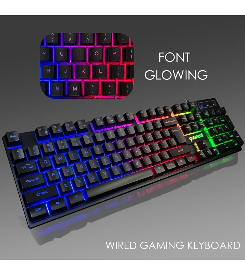 Multi Color Backlit Wired Gaming Keyboard QWERTY 104 Key 19 Key Conflict Free Ergonomic Design Model K8 - Image 5