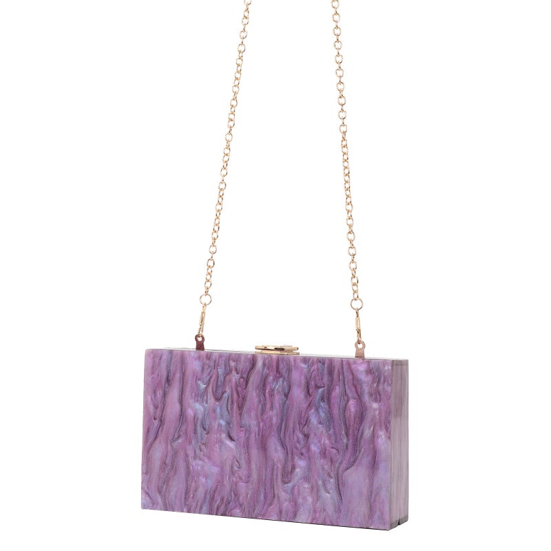 New Dinner Bag Fashion Marble Acrylic Evening Bag Box Bag Women Crossbody Shoulder Bag - Image 5