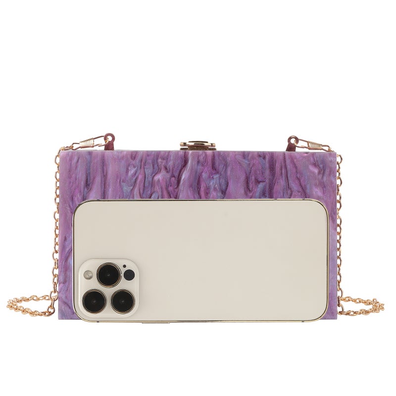 New Dinner Bag Fashion Marble Acrylic Evening Bag Box Bag Women Crossbody Shoulder Bag - Image 3