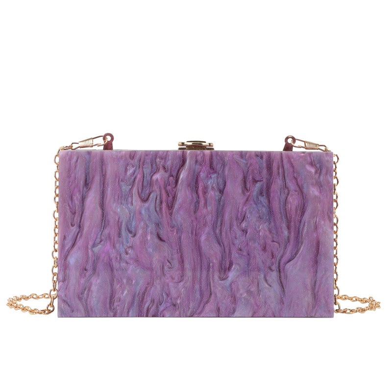 New Dinner Bag Fashion Marble Acrylic Evening Bag Box Bag Women Crossbody Shoulder Bag - Image 2