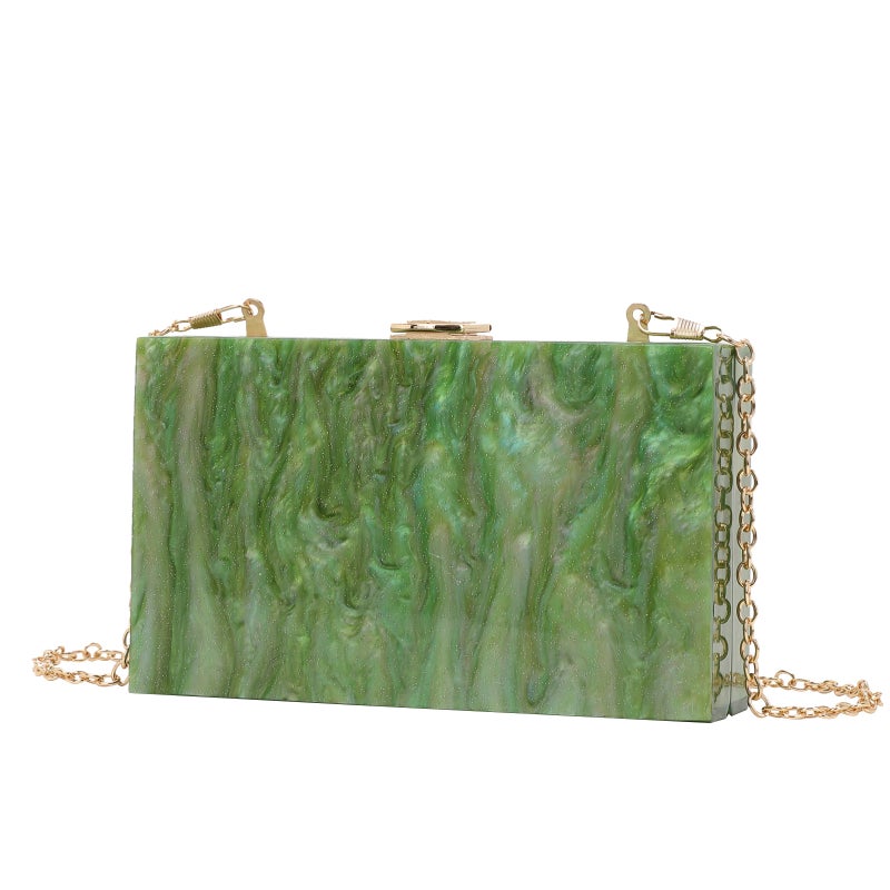 New Dinner Bag Fashion Marble Acrylic Evening Bag Box Bag Women Crossbody Shoulder Bag - Image 1