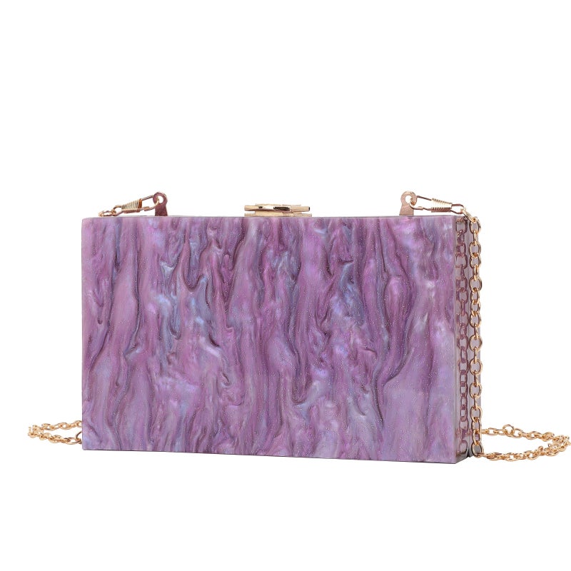 New Dinner Bag Fashion Marble Acrylic Evening Bag Box Bag Women Crossbody Shoulder Bag - Image 4