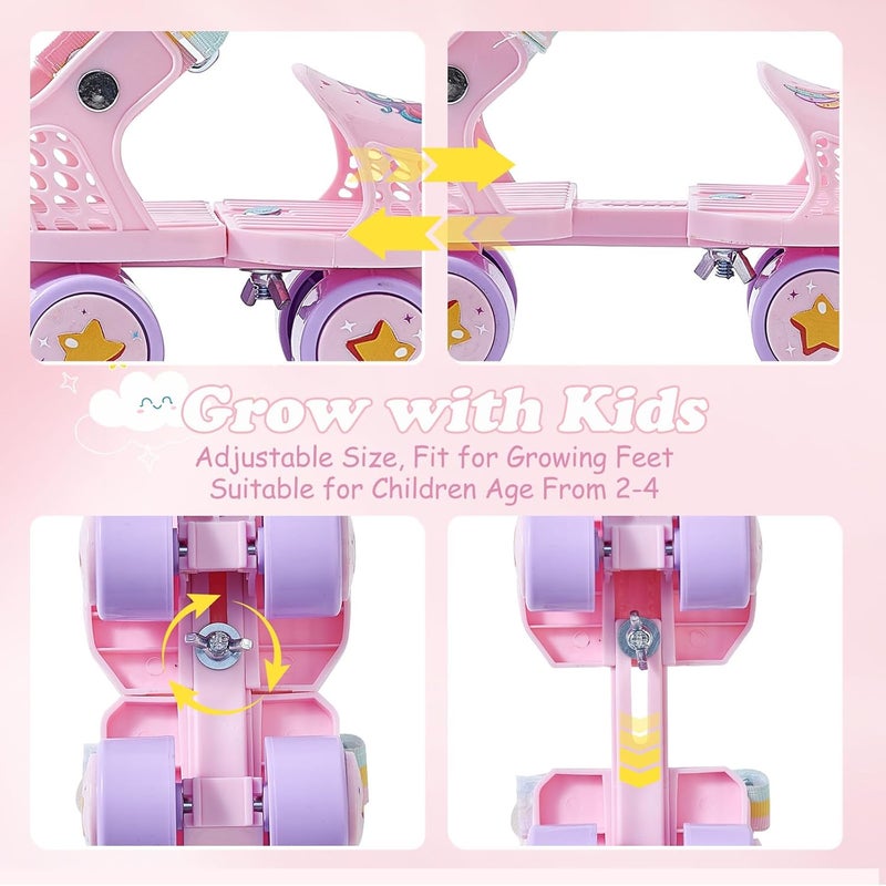 YYZIIOQ Kids Adjustable Roller Skates for Toddlers Age 2-4 - Pink - Image 3