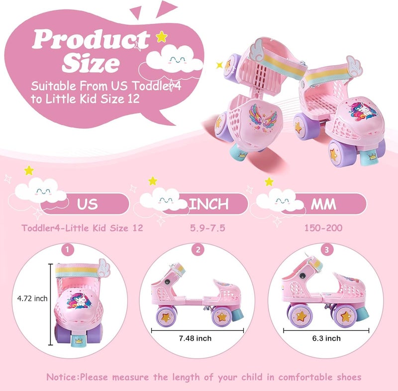 YYZIIOQ Kids Adjustable Roller Skates for Toddlers Age 2-4 - Pink - Image 2
