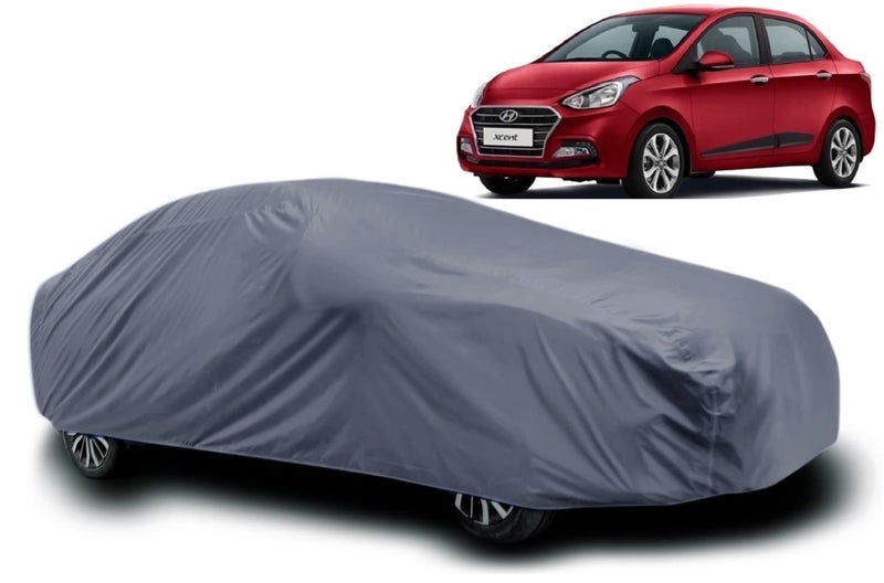 PODWILS Hyundai Xcent Car Cover Waterproof / Xcent Cover Waterproof / Hyundai Xcent Car Body Cover Waterproof / Xcent Body Cover Waterproof / Car Cover Xcent Hyundai Waterproof / Car Cover Hyundai Xcent Waterproof / Waterproof Car Cover For Hyundai Xcent With Triple Stitched Fully Elastic Ultra Surface Body Protection (Grey) - Image 1