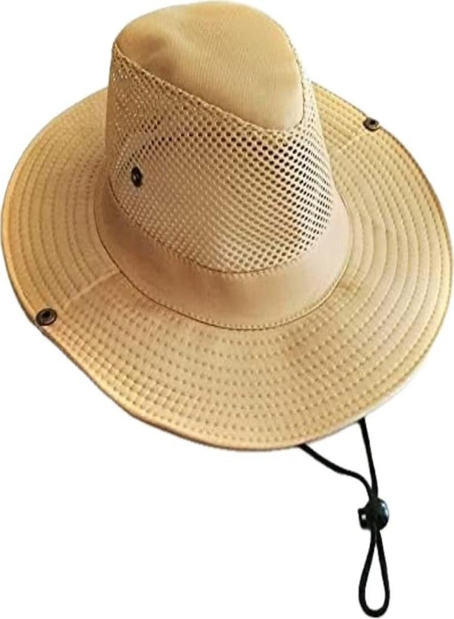 Zeki Straw hat Hat Men Outdoor Hat Knight Cap Wide Straw Hat Summer Autumn Tourism Hiking Beach Sun Cap Fisherman's Hat Monochrome Matte (Khakhi) - Image 1