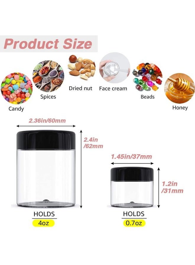 AMORIX 12 Pack 20g/20ml+12 Pack 4 oz Small Plastic Containers with Lids Cosmetic Sample Jar - for Lip Scrub, Body Butters, Cream, Slime, Craft Storage - Image 2
