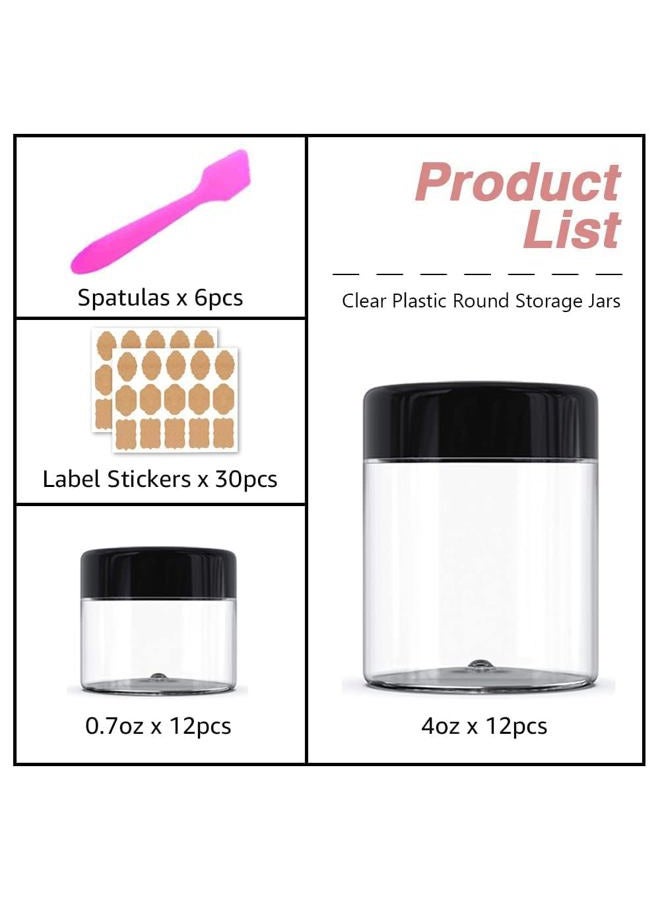 AMORIX 12 Pack 20g/20ml+12 Pack 4 oz Small Plastic Containers with Lids Cosmetic Sample Jar - for Lip Scrub, Body Butters, Cream, Slime, Craft Storage - Image 4