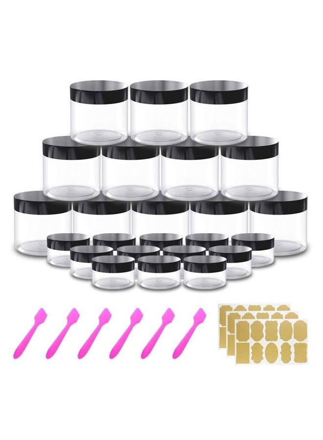AMORIX 12 Pack 20g/20ml+12 Pack 4 oz Small Plastic Containers with Lids Cosmetic Sample Jar - for Lip Scrub, Body Butters, Cream, Slime, Craft Storage - Image 1