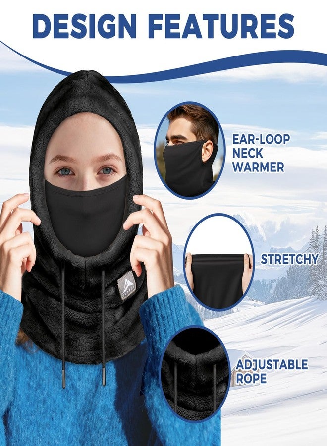 GXCROR Balaclava Ski Mask for Men & Women - Windproof Thermal Fleece Face Mask with Neck Gaiter for Skiing, Snowboarding, Black, One size - Image 5