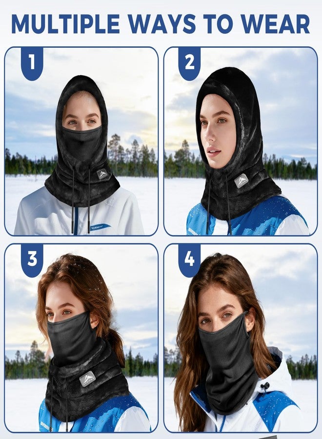 GXCROR Balaclava Ski Mask for Men & Women - Windproof Thermal Fleece Face Mask with Neck Gaiter for Skiing, Snowboarding, Black, One size - Image 4