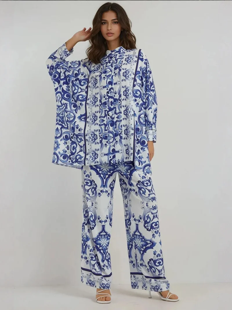 Two-Piece Set with Flowering Pattern