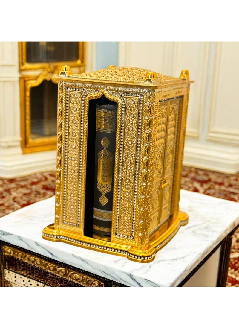OLUDENIZ - Complete Quran Storage Box Set – Madinah-Printed Quran with Golden Finish in an Elegant Display Case - Image 1
