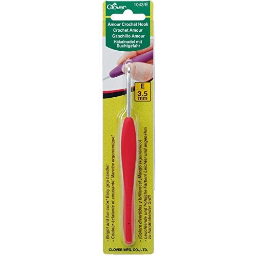 Clover 1043E Magenta Amour Crochet Hook Size E 35mm Red