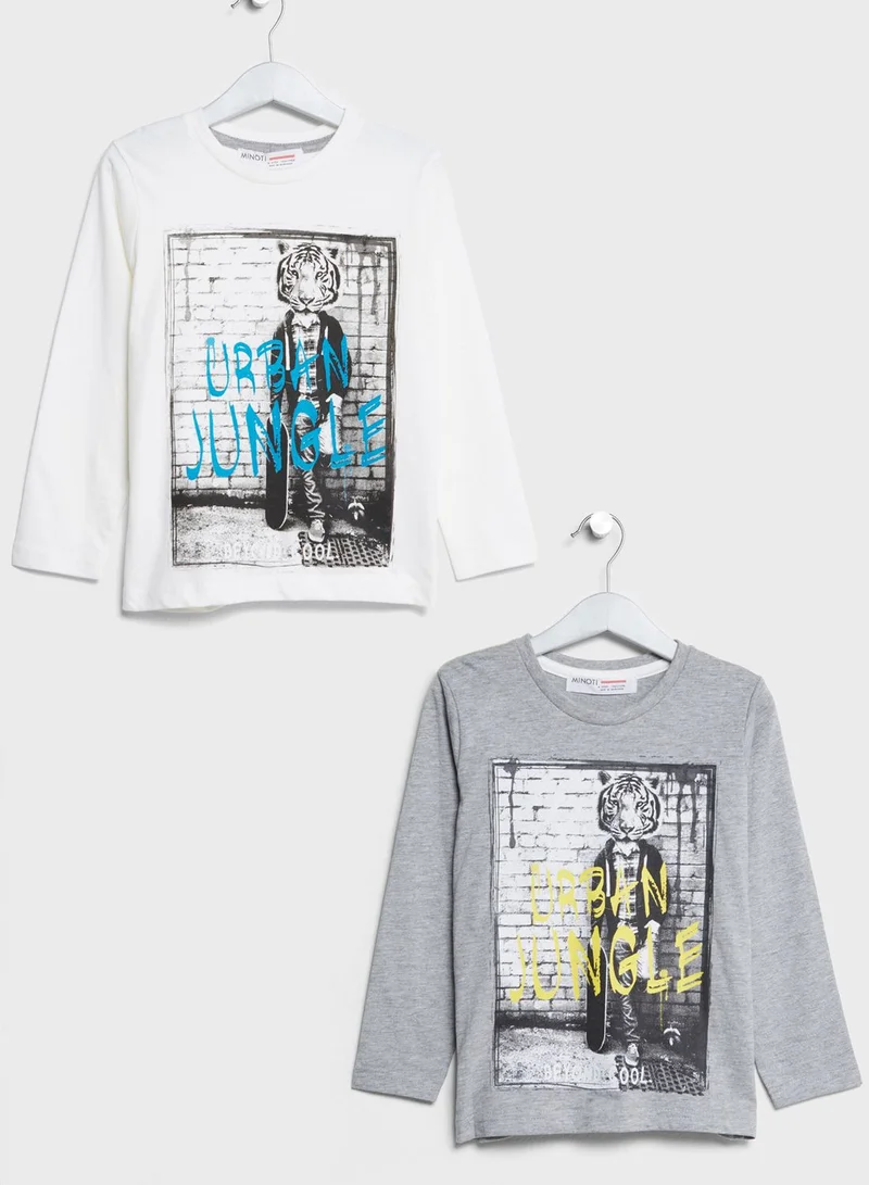 MINOTI Little 2 Pack Urban Jungle T-Shirts
