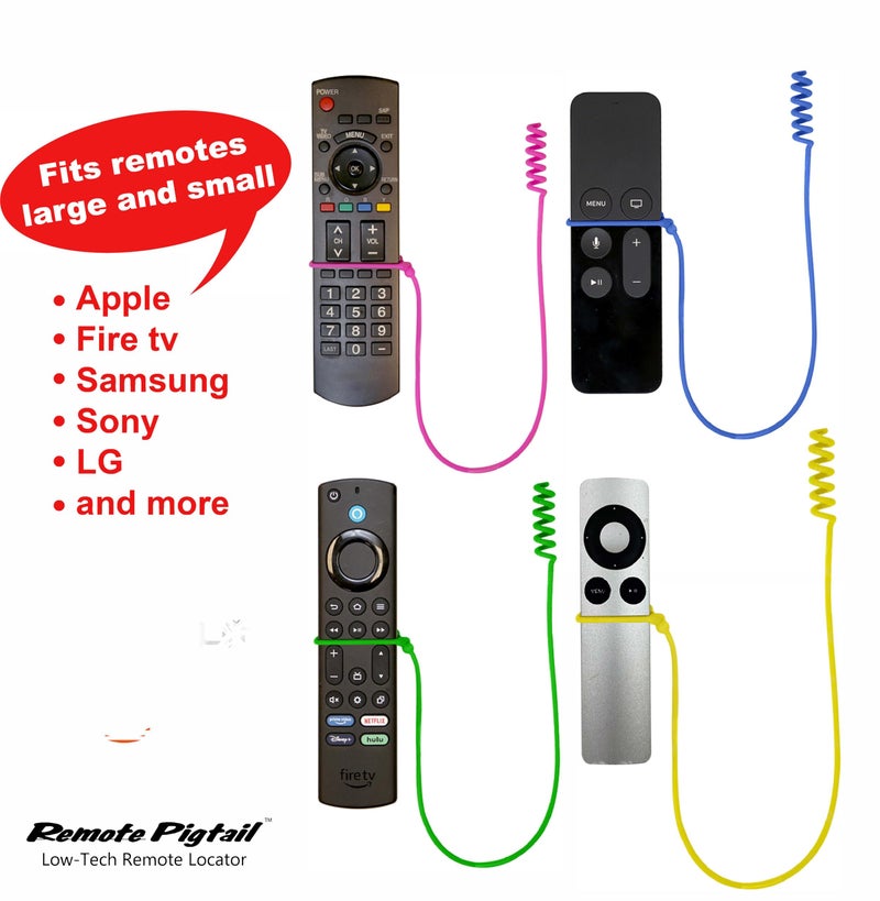 Perfect Curve Remote Leash 4-Pack, TV Remote Control Tether Cord, Remote Attachment to not Lose It, Adjustable & Snug Remote Control Leash for All Brands and Sizes, 2 Blue & 2 Red TV Remote Finders - Image 2