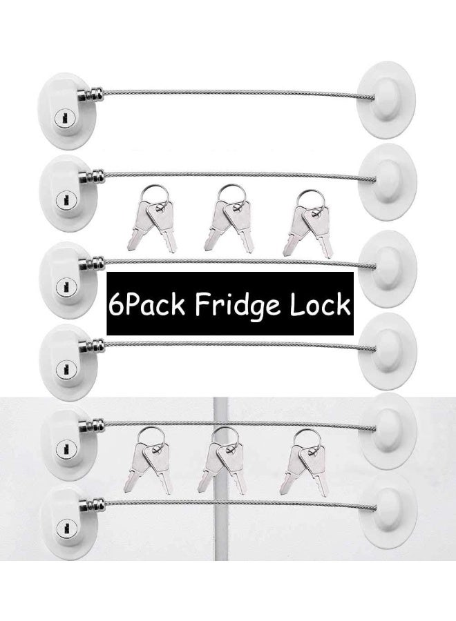 XccMe 6 Pack Refrigerator Locks with 12 Keys,Child Safety Fridge,Refrigerator Lock Combination,Mini Fridge,File Drawer,Toilet Seat Lock with Strong Adhesive (White) - Image 1