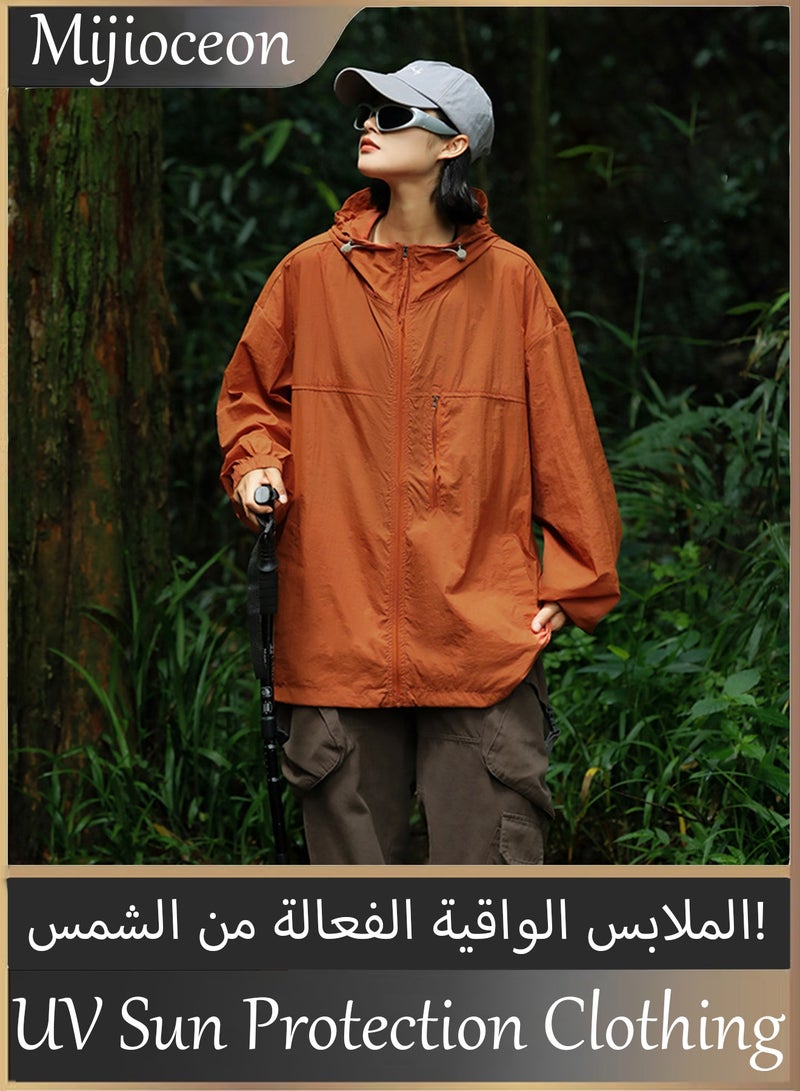 Mijioceon Sun Protection Clothing Jacket, UPF 50+ Unisex Lightweight Long-sleeved Ice Silk Hooded Shirts Anti-UV Fishing Outdoor Clothes for Men Women Unisex couple style - Image 1
