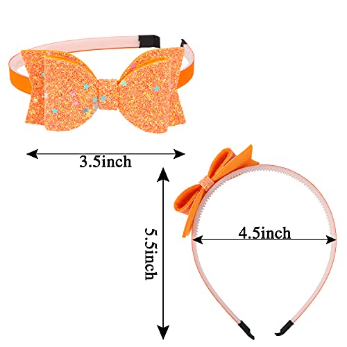 XIMA Bows Headbands For Girls,Kids Headbands 3.5 inch Sequin Glitter Hairband With Bow Little Girls Hair Bands,Pack of 10 - Image 5