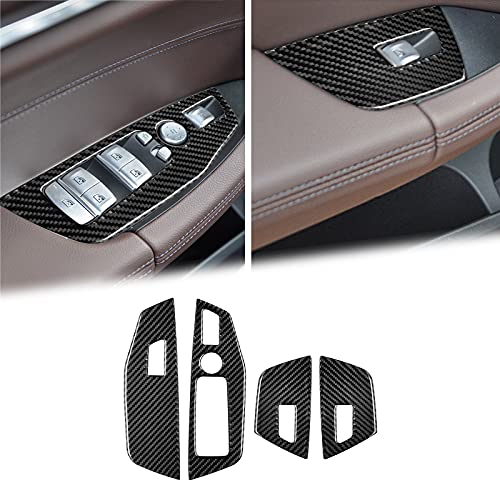 BLAKAYA Compatible with Carbon Fiber Door Window Control Panel Door Window Switch Frame Decoration Trim Cover Interior Decoration Stickers for BMW X3 G01 G08 2018 2019 2020 2021 (4PCS Black) - Image 1