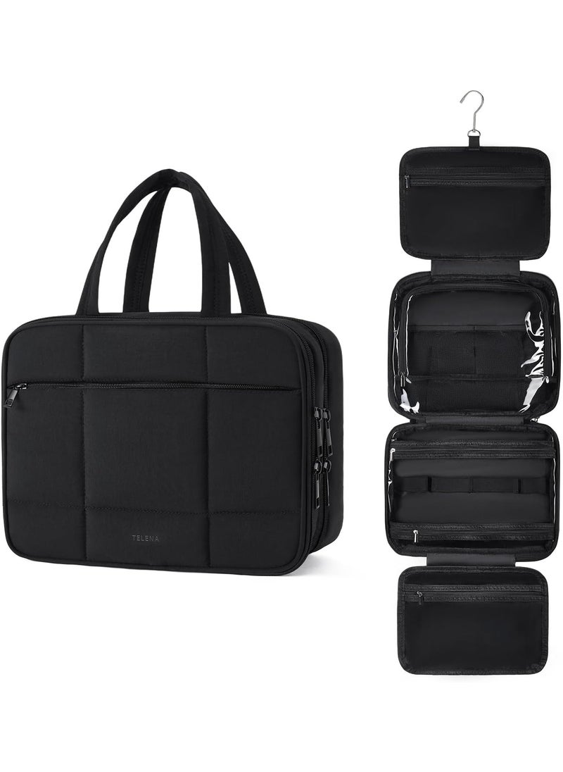 Telena Telena Travel Toiletry Bag with Jewelry Organizer for Women, Puffy Hanging Makeup Bag Lightweight Cosmetic Bag Organizer for Travel Essentials 