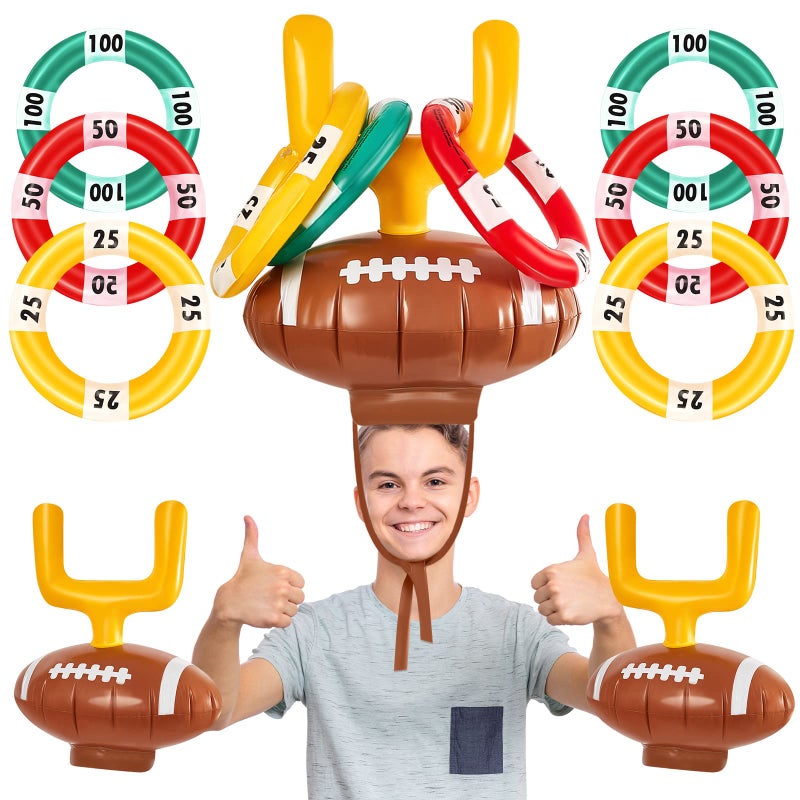Civaner 2 Set Inflatable Post Ring Toss Football Goal Post Game Include 2 Pieces Hat 6 Pieces Toss Ring for Ball PartyFootball - Image 2